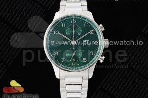 ZF IWC 포르투기저 크로노 IW3716 그린다이얼 스틸브레이슬릿 Portuguese Chrono IW3716 ZF 1:1 Best Edition Green Dial on SS Bracelet A69355