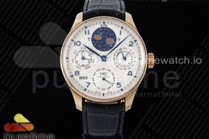 APSF IWC 포르투기저 퍼페츄얼캘린더 로즈골드 화이트다이얼 블랙가죽스트랩 Portugieser Perpetual Calendar RG 5033 APSF 1:1 Best Edition White Dial on Black Leather Strap A52610 Clone