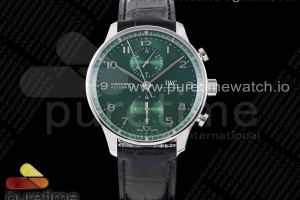 ZF IWC 포르투기저 크로노그래프 그린다이얼 블랙가죽스트랩 Portuguese Chrono IW3716 ZF 1:1 Best Edition Green Dial on Black Leather Strap A69355