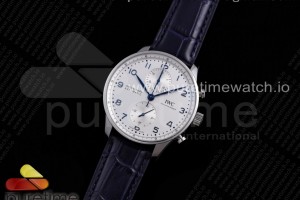 ZF IWC 포르투기저 크로노그래프 화이트다이얼 블루핸즈 블랙가죽스트랩 Portuguese Chrono IW371605 ZF 1:1 Best Edition White Dial on Black Leather Strap A69355