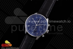 ZF IWC 포르투기저 크로노그래프 블루다이얼 블랙가죽스트랩 Portuguese Chrono IW371606 ZF 1:1 Best Edition Blue Dial on Black Leather Strap A69355