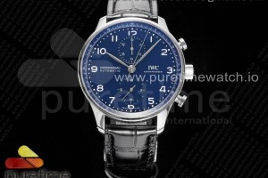 AZF IWC 포르투기저 크로노그래프 150주년 블루다이얼 블랙가죽스트랩 Portugieser Chronograph Edition “150 Years” IW371601 AZF 1:1 Best Edition Blue Dial on Black Leather Strap A7750 (Slim Movement)