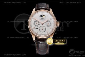 V9F IWC 포르투기저 퍼페츄얼 캘린더 로즈골드 화이트다이얼 브라운가죽스트랩 Portugieser Perp Cal IW503302 RG/LE Blue V9F A52610