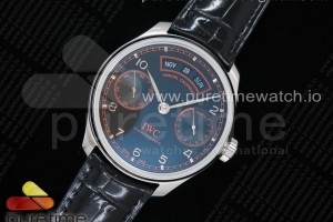 YLF IWC 포르투기저 애뉴얼 캘린더 피사에디션 블랙다이얼 블랙가죽스트랩 Portuguese Real PR Real Annual Calendar Edition “Pisa” YLF 1:1 Best Edition Black Dial on Black Leather Strap A52850
