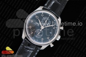 YLF IWC 포르투기저 크로노 클래식42 블랙다이얼 블랙가죽스트랩 Portugieser Chrono Classic 42 IW3903 YLF Best Edition Black Dial on Black Leather Strap A7750