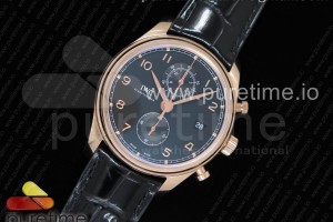 YLF IWC 포르투기저 크로노 클래식42 로즈골드 블랙다이얼 블랙가죽스트랩 Portugieser Chrono Classic 42 RG IW3903 YLF Best Edition Black Dial on Brown Leather Strap A7750
