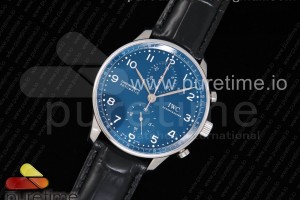 YLF IWC 포르투기저 크로노그래프 150주년 블루다이얼 블랙가죽스트랩 Portugieser Chronograph Edition “150 Years” IW371601 YLF Best Edition Blue Dial on Black Leather Strap A7750 (Slim