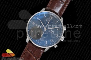 YLF IWC 포르투기저 크로노그래프 그레이다이얼 브라운가죽스트랩 Portuguese Chrono IW371431 ZF 1:1 Best Edition on Brown Leather Strap A7750 (Same Thickness as Genuine)