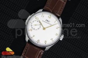 YLF IWC 포르투기저 화이트다이얼 골드핸즈 브라운가죽스트랩 Portuguese SS IW5242 YLF White Dial RG Markers on Brown Leather Strap A95290