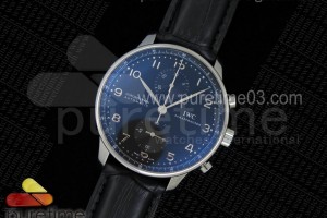 ZF IWC 포르투기저 크로노그래프 블랙다이얼 블랙가죽스트랩 Portuguese Chrono IW371447 ZF 1:1 Best Edition on Black Leather Strap A7750 (Same Thickness as Genuine)