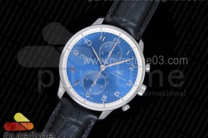 ZF IWC 포르투기저 크로노그래프 로리우스 블루다이얼 블랙가죽스트랩 Portuguese Chrono IW371432 