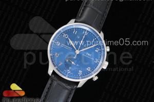 ZF IWC 포르투기저 크로노그래프 블루다이얼 블랙가죽스트랩 Portuguese Chrono IW371491 ZF 1:1 Best Edition Blue Dial on Black Leather Strap A7750 (Same Thickness as Genuine)