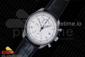 ZF IWC 포르투기저 크로노 클래식42 화이트다이얼 블랙가죽스트랩 Portugieser Chrono Classic 42 IW390403 ZF 1:1 Best Edition White Dial Blue Hand on Black Leather Strap A7750
