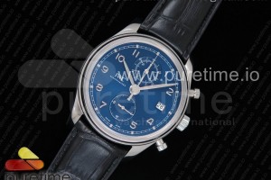 ZF IWC 포르투기저 크로노 클래식42 블루다이얼 블랙가죽스트랩 Portugieser Chrono Classic 42 IW390406 ZF 1:1 Best Edition Blue Dial on Black Leather Strap A7750