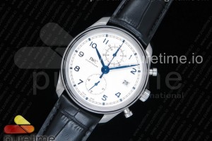 ZF IWC 포르투기저 크로노 클래식42 화이트다이얼 블루핸즈 블랙가죽스트랩 Portugieser Chrono Classic 42 IW390302 ZF 1:1 Best Edition White Dial Blue Markers on Black Leather Strap A7750