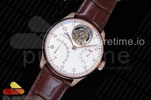 ZF IWC 포르투기저 투어빌론 로즈골드 화이트다이얼 브라운가죽스트랩 Portuguese Tourbillon IW504602 RG ZF Best Edition White Dial on Brown Leather Strap