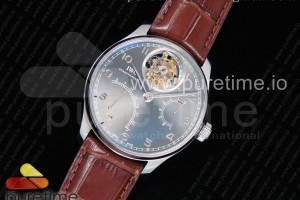 ZF IWC 포르투기저 투어빌론 그레이다이얼 브라운가죽스트랩 Portuguese Tourbillon IW504602 SS ZF Best Edition Gray Dial on Brown Leather Strap