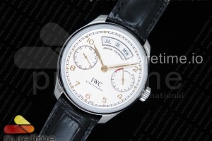 YLF V2 IWC 포르투기저 애뉴얼 캘린더 화이트다이얼 골드핸즈 블랙가죽스트랩 Portuguese Real PR Real Annual Calendar IW5035 YLF 1:1 Best Edition White Dial YG Markers on Black Leather Strap A52850 V2