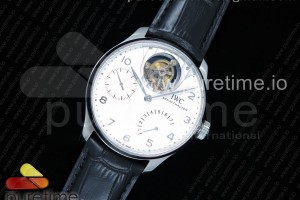 ZF IWC 포르투기저 투어빌론 화이트다이얼 블랙가죽스트랩 Portuguese Tourbillon IW5046 SS ZF Best Edition White Dial SS Markers on Black Leather Strap