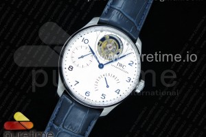 ZF IWC 포르투기저 투어빌론 화이트다이얼 블루핸즈 블루가죽스트랩 Portuguese Tourbillon IW5046 SS ZF Best Edition White Dial Blue Markers on Blue Leather Strap