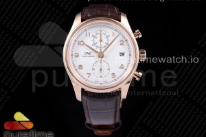 ZF IWC 포르투기저 크로노 클래식 로즈골드 화이트다이얼 브라운가죽스트랩 Portugieser Chrono Classic 42 RG IW390301 ZF 1:1 Best Edition White Dial on Brown Leather Strap A7750