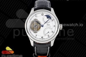 BBRF IWC 포르투기저 콘스탄트포스 투르비옹 화이트다이얼 블랙가죽스트랩 Portugieser Constant-Force Tourbillon Edition “150 Years” SS BBR Best Edition White Dial