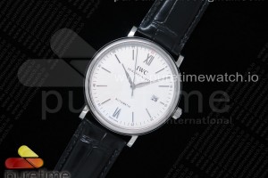 V7F IWC 포르토피노 화이트다이얼 블랙악어가죽스트랩 Portofino Automatic SS IW356501 V7F 1:1 Best Edtiion White Dial SS Markers on Black Croco Strap ETA2892
