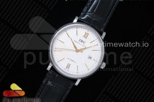 V7F IWC 포르토피노 화이트다이얼 골드핸즈 블랙악어가죽스트랩 Portofino Automatic SS IW356517 V7F 1:1 Best Edtiion White Dial YG Markers on Black Croco Strap ETA2892