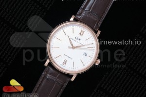 V7F IWC 포르토피노 화이트다이얼 로즈골드 브라운악어가죽스트랩 Portofino Automatic RG IW356504 V7F 1:1 Best Edtiion White Dial on Brown Croco Strap ETA2892