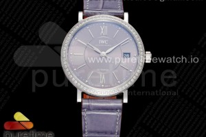V7F IWC 포르토피노 37미리 그레이다이얼 다이아베젤 그레이가죽스트랩 Portofino 37mm SS V7F 1:1 Best Edition Gray Dial Diamonds Bezel on Gray Leather Strap A2892