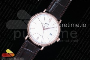 MKF V5 IWC 포르토피노 화이트다이얼 로즈골드금통 브라운가죽스트랩 Portofino Automatic RG MKF 1:1 Best Edition White Dial on Brown Leather Strap MIYOTA 9015 V5