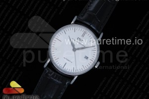 TWF IWC 포르토피노 화이트다이얼 블랙가죽스트랩 Portofino Automatic SS TWF 1:1 Best Edition Silver Dial SS Markers on Black Leather Strap A2892