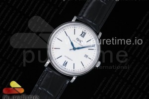 MKF IWC 포르토피노 150주년 화이트다이얼 블랙가죽스트랩 Portofino Automatic Edition “150 Years” MKF White Dial on Black Leather Strap MIYOTA 9015
