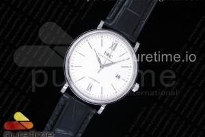 AF IWC 포르토피노 화이트다이얼 블랙가죽스트랩 Portofino Automatic SS AF 1:1 Best Edition White Dial on Black Leather Strap A2892