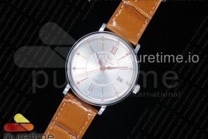 MKF IWC 포르토피노 37미리 실버다이얼 브라운가죽스트랩 Portofino Automatic 37 SS MK 1:1 Best Edition Silver Dial on Brown Leather Strap MIYOTA 9015