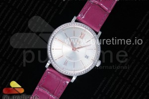 MKF IWC 포르토피노 37미리 실버다이얼 다이아베젤 핑크가죽스트랩 Portofino Automatic 37 SS MK 1:1 Best Edition Silver Dial Diamonds Bezel on Pueple Leather Strap MIYOTA 9015