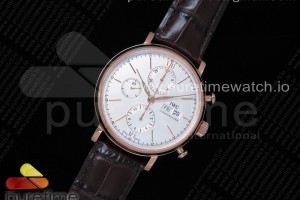 ZF IWC 포르토피노 크로노 화이트다이얼 로즈골드 브라운가죽스트랩 Portofino Chrono RG ZF 1:1 Best Edition White Dial on Brown Leather Strap A7750