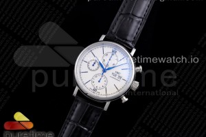 TWF IWC 포르토피노 크로노 150주년 화이트다이얼 블루핸즈 블랙가죽스트랩 Portofino Chrono SS '150 Years' TWF Best Edition White Dial on Black Leather Strap A7750