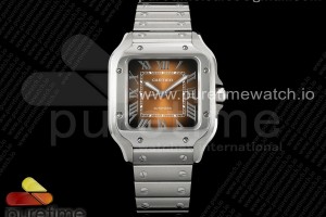 BVF 산토스 드 까르띠에 35미리 미듐 브라운다이얼 스마트링크스틸브레이슬릿 Santos de Cartier 35mm SS BVF 1:1 Best Edition Brown Dial on SS SmartLinks Bracelet MIYOTA 9015