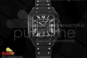 BVF 산토스 드 까르띠에 40미리 라지 PVD블랙 블랙다이얼 블랙러버스트랩 Santos de Cartier 40mm PVD BVF 1:1 Best Edition Black Dial on Rubber Strap MIYOTA 9019