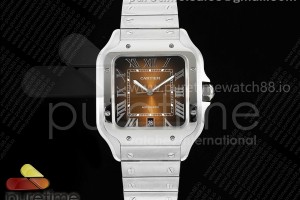 BVF 산토스 드 까르띠에 40미리 라지 브라운다이얼 스마트링크스틸브레이슬릿  Santos de Cartier 40mm BVF 1:1 Best Edition Brown Dial on SS SmartLinks Bracelet MIYOTA 9019