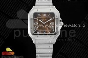AF 까르띠에 산토스 라지 40미리 브라운다이얼 스마트링크스틸브레이슬릿 Santos de Cartier 40mm SS AF 1:1 Best Edition Brown Dial on SS SmartLinks Bracelet MIYOTA 9015