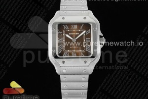 AF 까르띠에 산토스 미듐 35미리 브라운다이얼 스마트링크스틸브레이슬릿  Santos de Cartier 35mm SS AF 1:1 Best Edition Brown Dial on SS SmartLinks Bracelet MIYOTA 9015