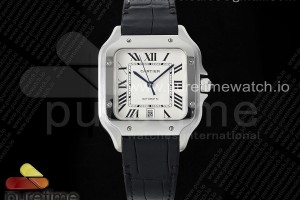 AF 까르띠에 산토스 미듐 35미리 화이트다이얼 블랙가죽스트랩 Santos de Cartier 35mm SS AF 1:1 Best Edition White Dial on Black Leather Strap MIYOTA 9015