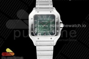 AF 까르띠에 산토스 라지 40미리 그린다이얼 스마트링크스틸브레이슬릿 Santos de Cartier 40mm SS AF 1:1 Best Edition Green Dial on SS SmartLinks Bracelet MIYOTA 9015