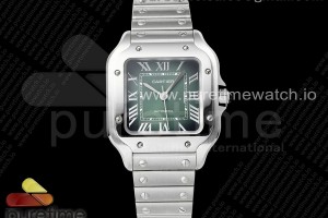 AF 까르띠에 산토스 미듐 35미리 그린다이얼 스마트링크스틸브레이슬릿 Santos de Cartier 35mm SS AF 1:1 Best Edition Green Dial on SS SmartLinks Bracelet MIYOTA 9015