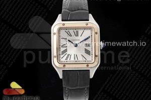 AF 까르띠에 산토스 뒤몽 27.5미리 로즈골드콤비 실버다이얼 그레이악어가죽스트랩 Santos Dumont 27.5mm SS/RG AF 1:1 Best Edition Silver Dial on Gray Croco Strap A157