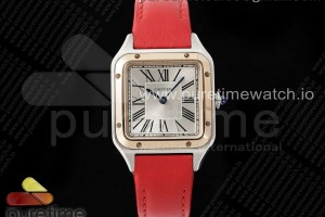 AF 까르띠에 산토스 뒤몽 27.5미리 로즈골드콤비 실버다이얼 레드가죽스트랩  Santos Dumont 27.5mm SS/RG AF 1:1 Best Edition Silver Dial on Red Leather Strap A157