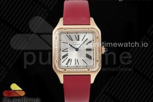 AF 까르띠에 산토스 뒤몽 31.4미리 로즈골드 다이아베젤 실버다이얼 레드패브릭스트랩 Santos Dumont 31.4mm RG AF 1:1 Best Edition Silver Dial Diamonds Bezel on Red Fabric Strap A157