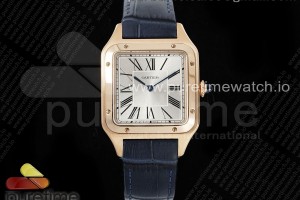 AF 까르띠에 산토스 뒤몽 31.4미리 로즈골드 실버다이얼 블루악어가죽스트랩 Santos Dumont 31.4mm RG AF 1:1 Best Edition Silver Dial on Blue Croco Strap A157